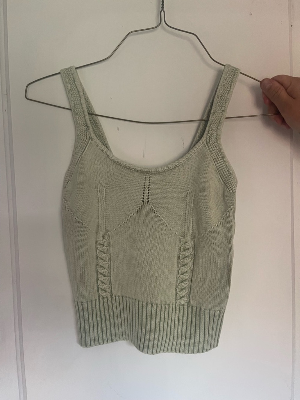 Promesa Sage Green Knit Tank with Cable Detail